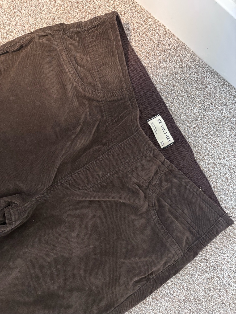Women's Dark Brown Corduroy Flare Pants Free People 28 - Picture 2 of 4